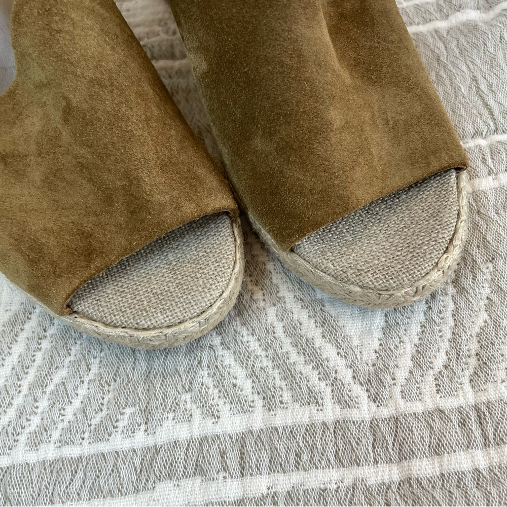 Vince Sonora Brown/Tan Suede Wedge Sandals 7.5 - Picture 5 of 8